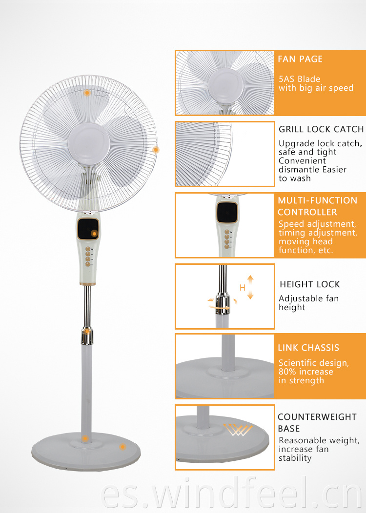 Ventilador eléctrico de pedestal oscilante de base redonda de 2,5 kg silencioso para interiores ventiladores de pedestal de motor de aluminio para la casa